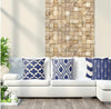 Geometric Throw Pillow Covers Navy Blue Home Deco Outdoor for Sofa Couch Cotton Linen 18 X 18 Inch , Set of 4