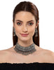 Latest Stylish Traditional Oxidised Silver Necklace Jewellery Set for Women/Girls