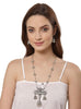 Latest Oxidised German Silver Afghani Long Chain Pendant Earrings Necklace Jewellery Set for Women/Girls (Silver)