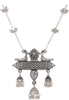 Latest Oxidised German Silver Afghani Long Chain Pendant Earrings Necklace Jewellery Set for Women/Girls (Silver)