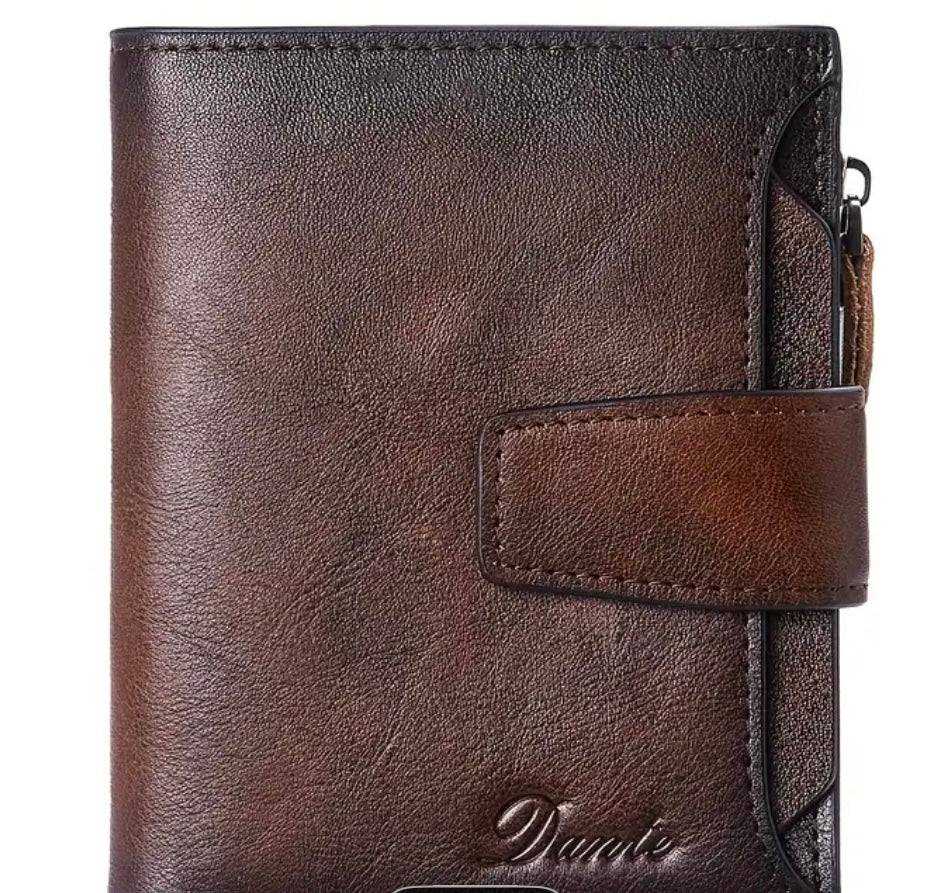 Anti-theft Vintage Men's Top Layer Cowhide Wallet( Coffee Colour)