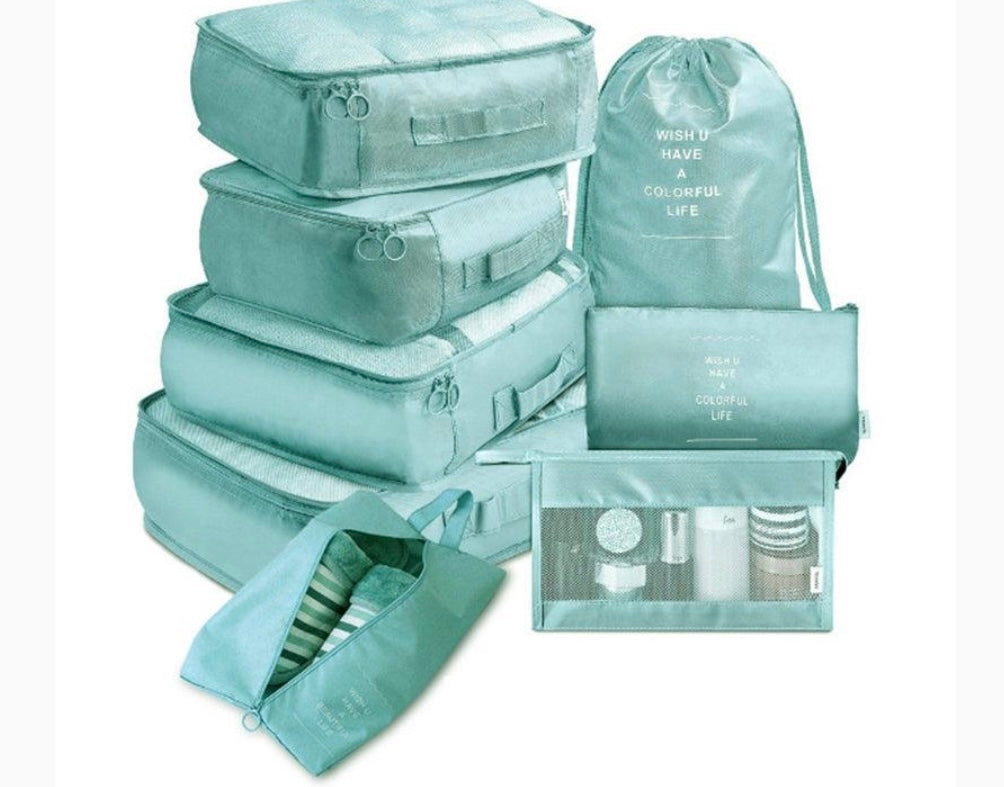 8 Pcs Packing cubes Travel pouches Luggage Organiser Clothes suitcase Storage Bag