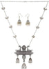 Latest Oxidised German Silver Afghani Long Chain Pendant Earrings Necklace Jewellery Set for Women/Girls (Silver)