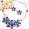 Fashion Rhinestone Flower Pendant Necklace Earrings Set In Three Colours