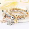 Classic 3ps Fashion Elastic Rhinestones cute Butterfly Pendant Bracelet Transylvania 18k Gold Plated Silver Rose Gold Metal Chain Bracelet