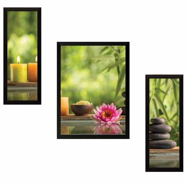 Lotus UV Textured Painting (Synthetic, 35cm x 50cm x 3cm, multicolour)