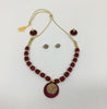 Three colours silk thread fashion jewellery set with necklace and jhumkies for women