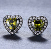 Love heart olive green by peridot diamond stud earrings for women