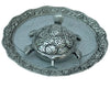 Oxidized Metal Tortoise on Glass Plate for Good Luck Feng Shui Gift Item for Vastu Home Decor (6X6X1 Inch, Silver)