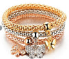Classic 3ps Fashion Elastic Rhinestones cute Butterfly Pendant Bracelet Transylvania 18k Gold Plated Silver Rose Gold Metal Chain Bracelet