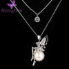 Long Chain Angel Wings Pendent for Women and Girls (Silver)(rrsd8620np)