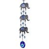 Hanging Lucky Charm with three elephants (silver and blue)