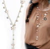 Trendy Fashion Flower Korean Tassel Pearls Long Necklace For Women