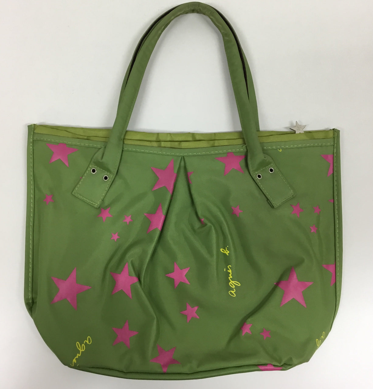 Synthetic Sea Green Shoulder Bag With Pink Stars