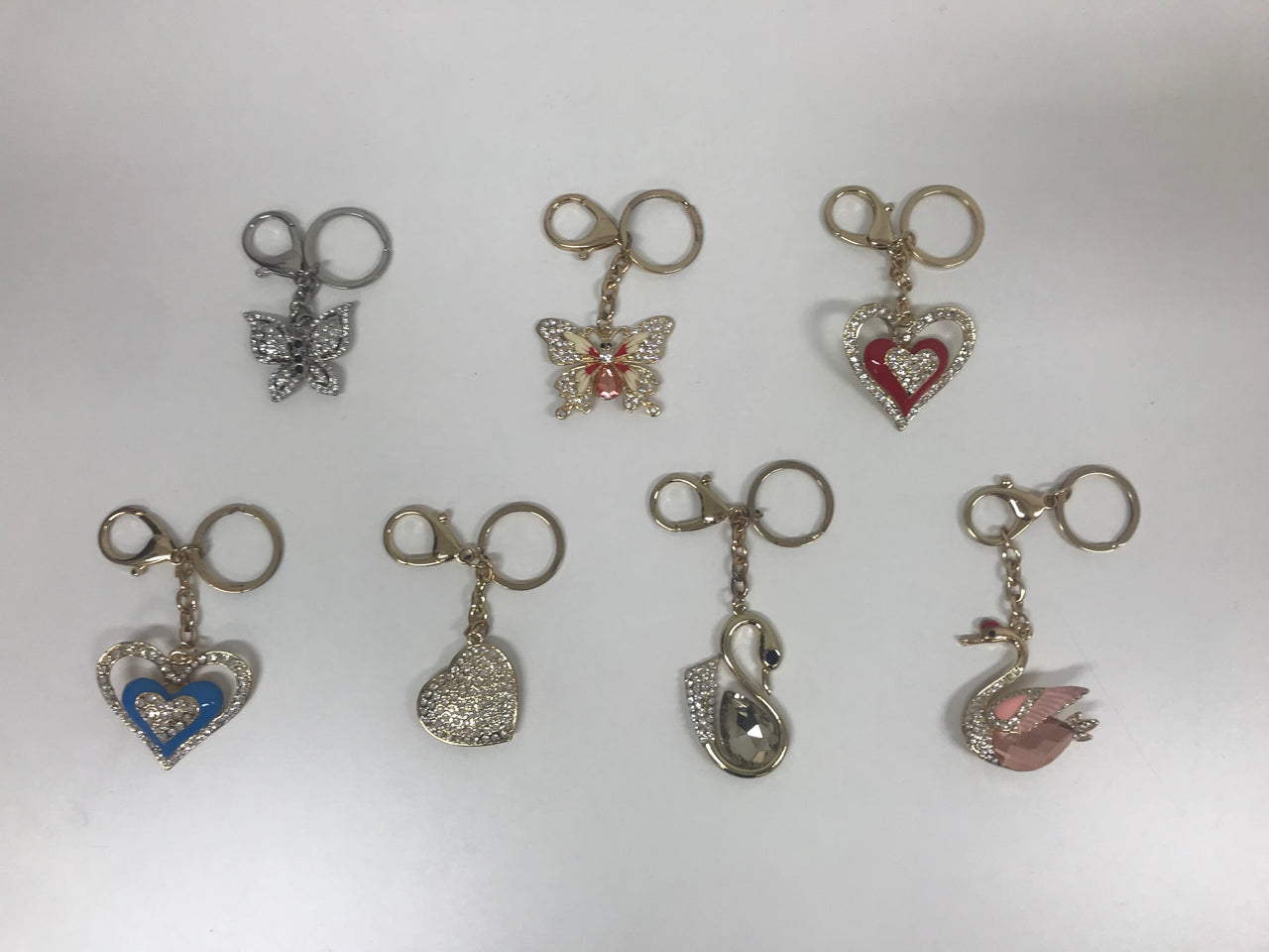 Beautiful shiny keyrings in different colours and designs