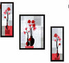 UV Textured Flower Print Framed Painting (synthetic 35cm x50cm x 2cm, set of3)