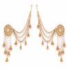 Stylish Fancy Gold Plated Pearl Jhumki Traditional Earrings with Hair Chain