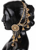 Stylish Fancy Gold Plated Pearl Jhumki Traditional Earrings with Hair Chain
