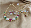 American Diamond Gold Plated Red Green Combo of Necklace Set with Earring and Bracelet for Girls and women