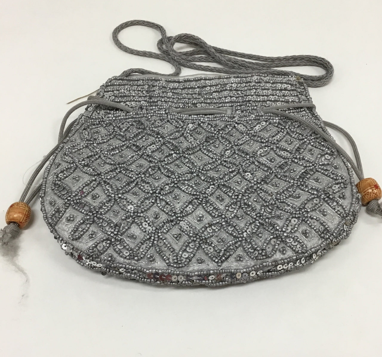 Ladies Fancy Ethnic Grey Pouch With Metal Beadworks