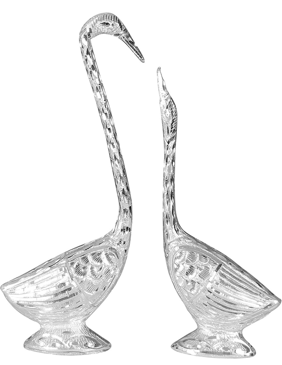 Pair of Swan /Duck Home Decor Showpiece in White/Rose Gold Metal