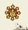 Beautiful Metal Wall Hanging Ganesha Showpiece Figurine,(Gold & Red)(10x10.5)inch
