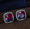 Rainbow Purple Blue Tourmaline Stud Earrings For Women