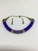Traditional blue necklace with long ear rings
