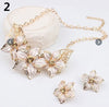 Fashion Rhinestone Flower Pendant Necklace Earrings Set In Three Colours