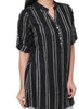 Comfortable rayon Tunic black top with silver stripe
