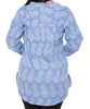 Twist women’s linen sky blue pineapple printed full sleeves short kurti Top with contrast