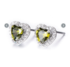 Love heart olive green by peridot diamond stud earrings for women