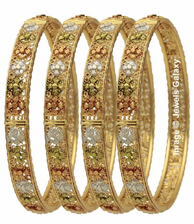 Exclusive Elegant Floral Designer Stunning Multicolor Bangles Collection - Set of 4