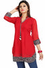 Women's Chiffon A-Line Short Kurti(Red)