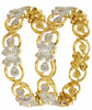 American Diamond Floral Shape Gold Plated Bangles for Women (2.60)