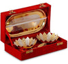 Copper Metal Floral Bowl Set 5 Pieces Set In (Red Velvet Imitation Jewelry Box With Gift Ribbon)