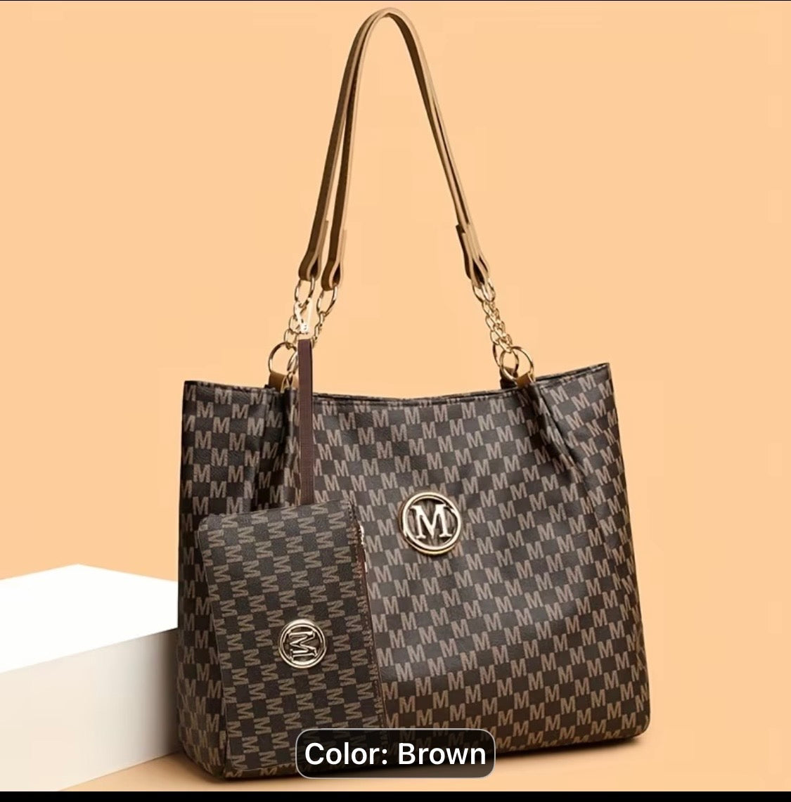 Women’s Fashion Letter Print Crossbody Bag And Wallet 2pcs Set