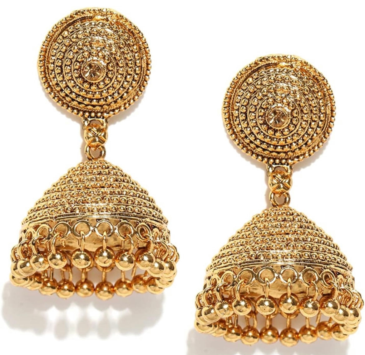 Gold-Toned Ethnic Jhumki Earrings