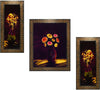 Indianara Set of 3 Floral Paintings (1671) Without Glass 5.2 X 12.5, 9.5 X 12.5, 5.2 X 12.5 INCH