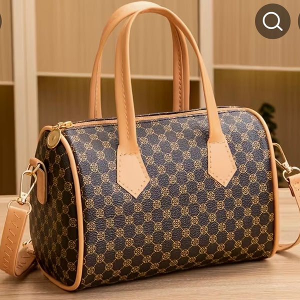 Retro Polika Dot Print Shoulder/Crossbody Boston Style ladies Bag
