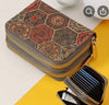 Women's Stylish Credit Card Holder & Coin Wallet with Double-Layer Zipper, Mandala Pattern Design