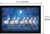 Seven Lucky Running Vastu Horses Art Framed Painting - (Ocean Blue, 12 Inch x 18 Inch)