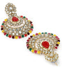 Sukkhi Incredible Drop Shaped White Kundan & Beads Studded Choker Necklace Set For Women