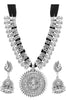 Antique German Silver Oxidised Plated Tribal Cotton Thread Jewellery Necklace Earring Set for Women & Girls