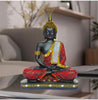 Polyresin Sitting Buddha Idol Statue Showpiece for Home Decor Decoration Gift Gifting Items-Black matte finish(In Combination with Golden and Red)