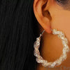 Shining Diva Fashion Stylish Crystal Gold Plated Hoop Earrings for Women (Golden)