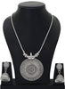 Oxidised German Silver Pendant Necklace with Earrings for Women and Girls