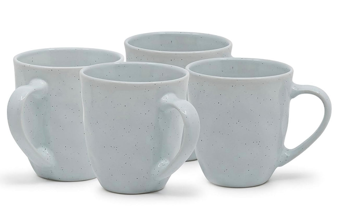 Set of 4 Salt & Pepper 330ml Napier Mugs- Light blue