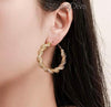 Shining Diva Fashion Stylish Crystal Gold Plated Hoop Earrings for Women (Golden)