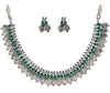 18K Silver Oxidised Traditional South Indian Style Coin Necklace With Earrings For Women & Girls